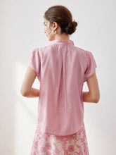 MOTF PREMIUM SOLID RUFFLE TRIM FLUTTER SLEEVE BLOUSE